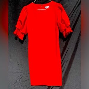 Calvin Klein ,beautiful bright red orange size 8 dress like new